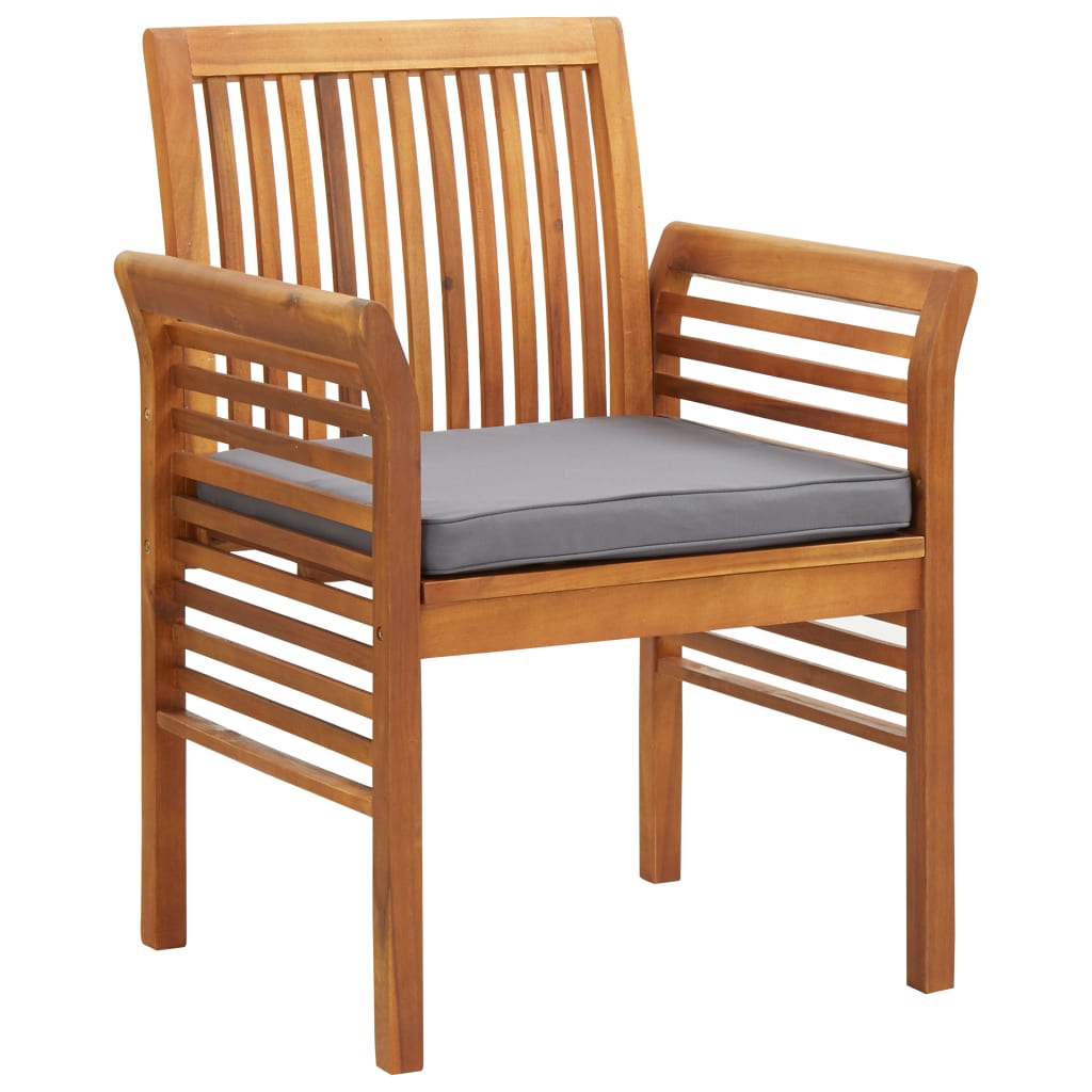 5-Delige Tuinset Met Kussens Massief Acaciahout Donkergrijs 2x Bank + 2x Fauteuil + Tafel