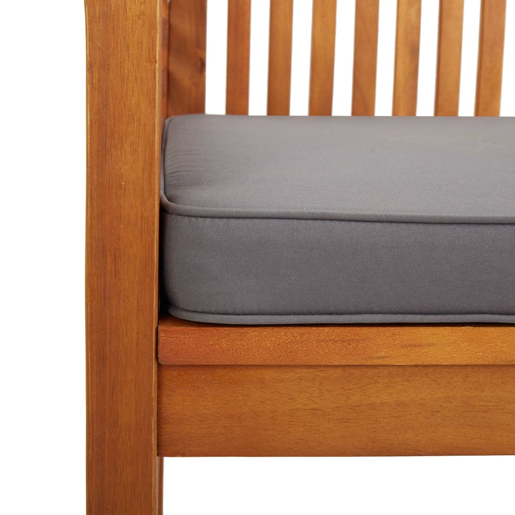 5-Delige Tuinset Met Kussens Massief Acaciahout Donkergrijs 2x Bank + 2x Fauteuil + Tafel