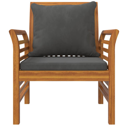 3-Delige Loungeset Met Kussens Massief Acaciahout Donkergrijs 2x Fauteuil + Tafel