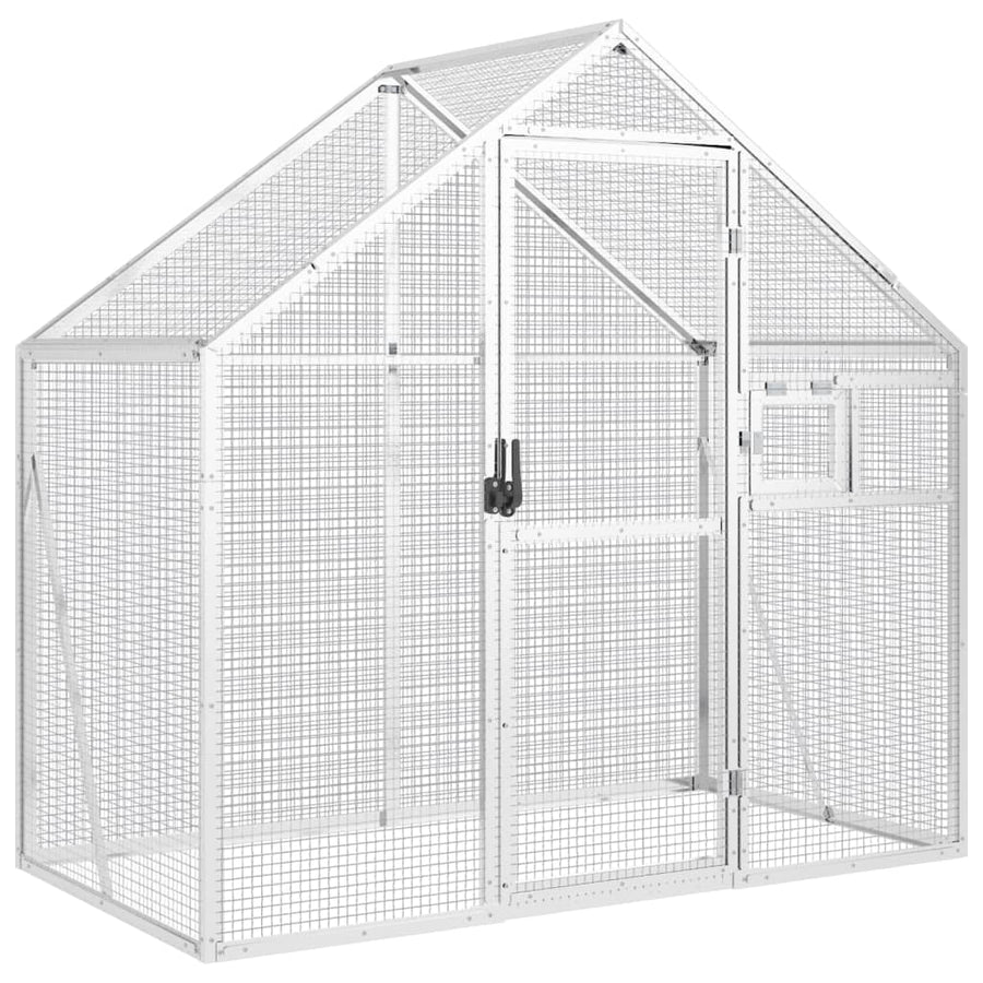 Volière 179x100x185 m aluminium zilverkleurig 1.79 x 1 x 1.85 m Zilver