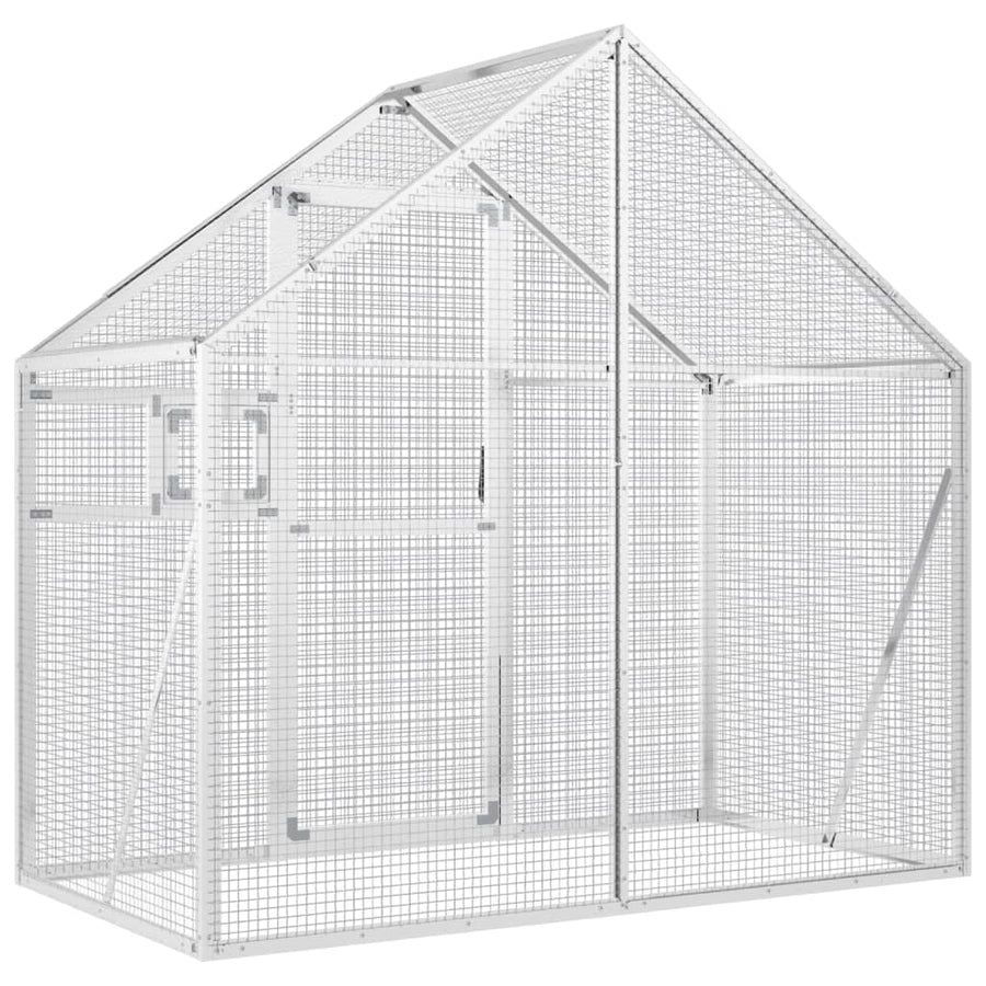 Volière 179x100x185 m aluminium zilverkleurig 1.79 x 1 x 1.85 m Zilver