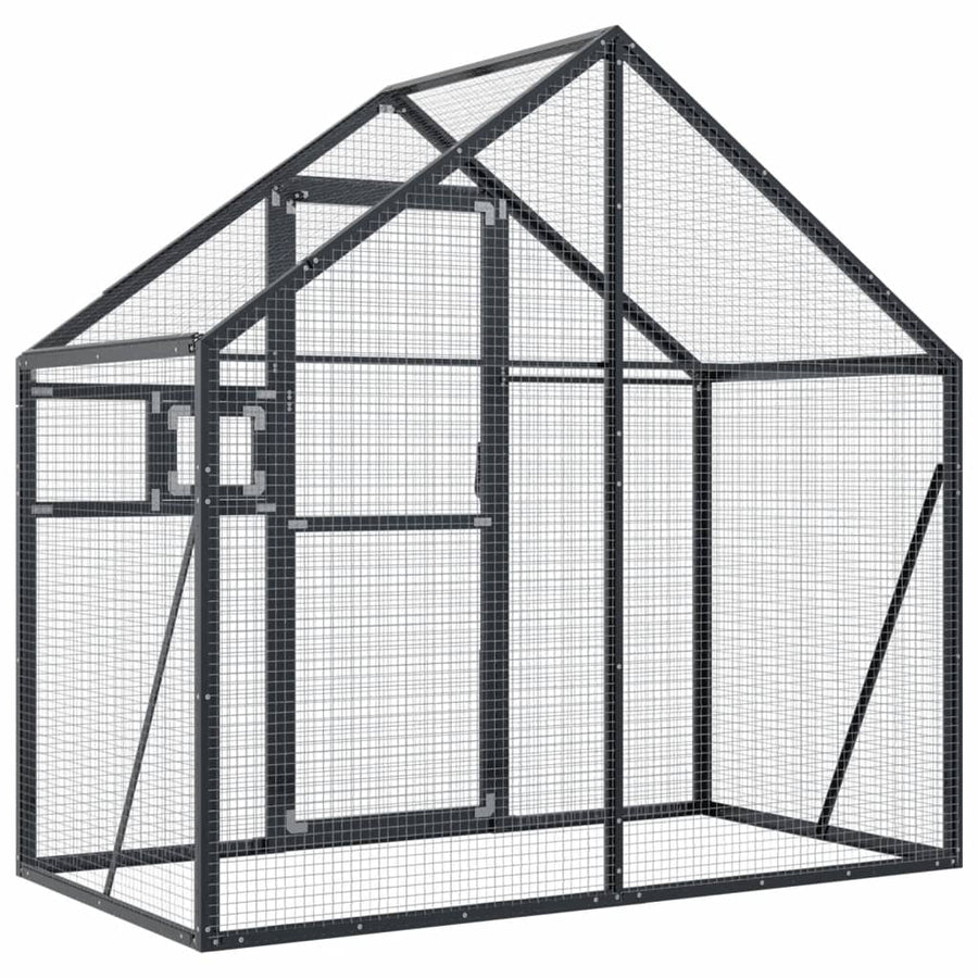 Volière 179x100x185 m aluminium antracietkleurig 1.79 x 1 x 1.85 m Antraciet