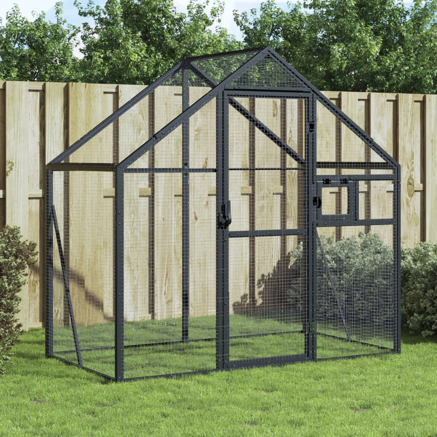 Volière 179x100x185 m aluminium antracietkleurig 1.79 x 1 x 1.85 m Antraciet