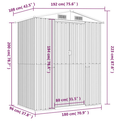 Tuinschuur Gegalvaniseerd Staal 192 x 108 x 223 cm Lichtbruin