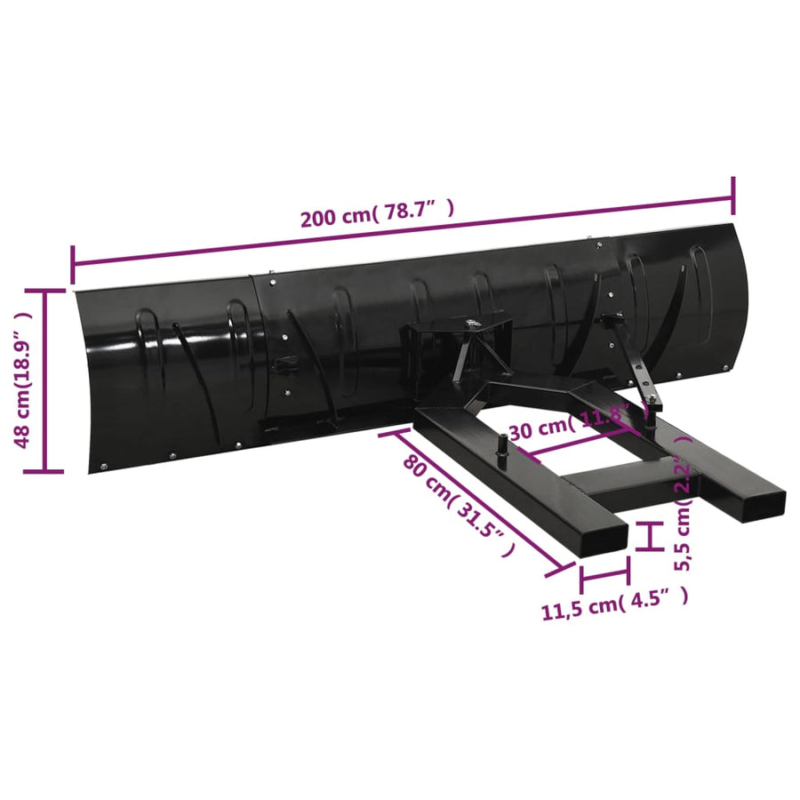 Sneeuwploeg voor heftruck 200x48 cm zwart