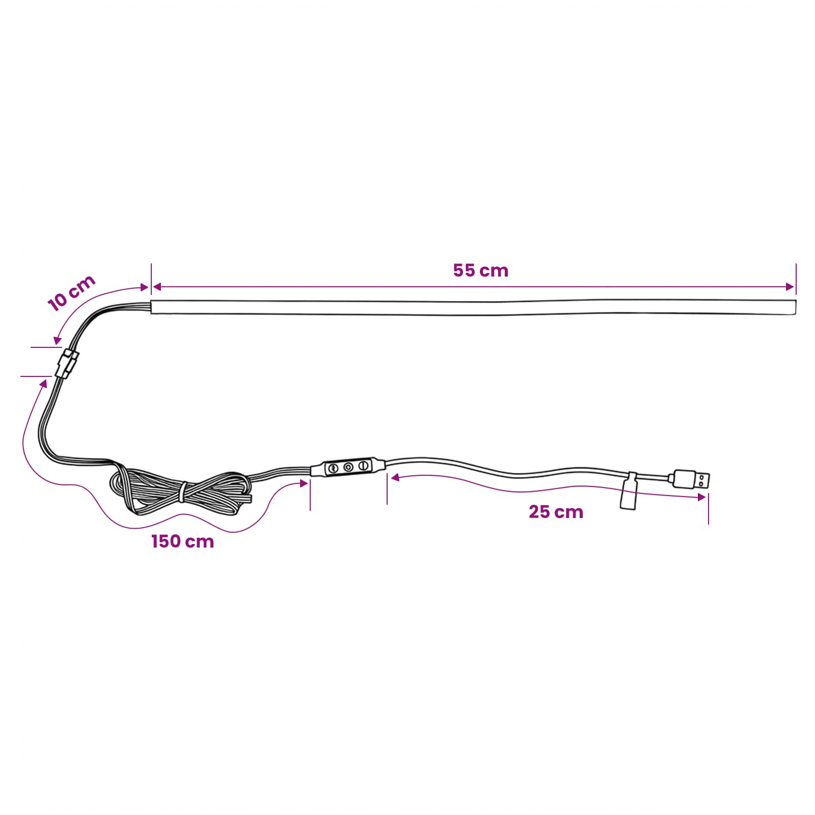 LED-strip met LED-stripverlichting Zwart 180 cm SMD5050