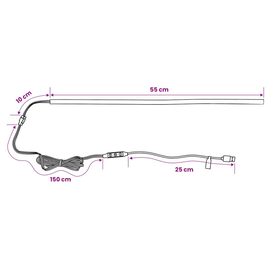 LED-strip met LED-stripverlichting Zwart 180 cm SMD5050