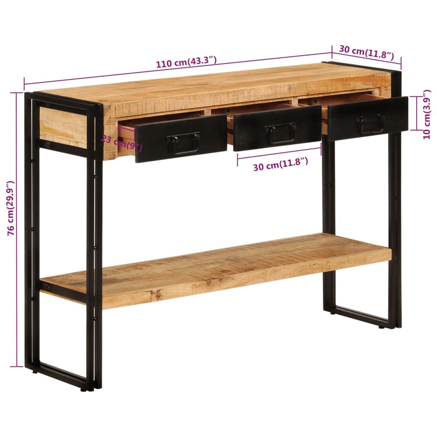 Wandtafel 0X30X76 Cm massief mangohout