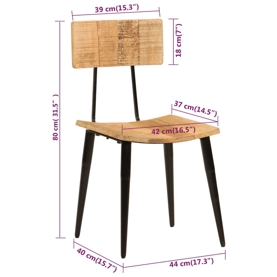Eetkamerstoelen 2 St 44X40X80 Cm Massief Mangohout