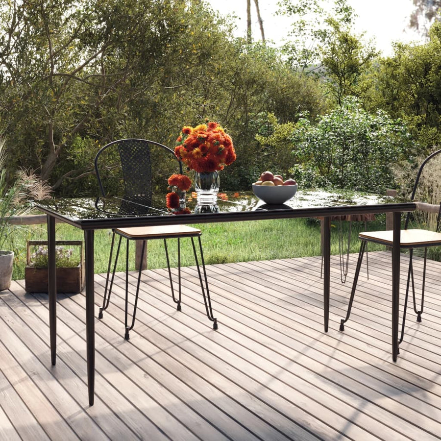Tuintafel Staal En Gehard Glas Zwart 160 x 80 x 74 cm