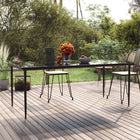 Tuintafel 200x100x74 cm staal glas zwart