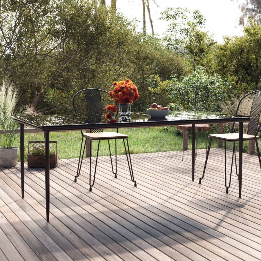 Tuintafel 200X100X74Cm Staal En Gehard Glas Zwart