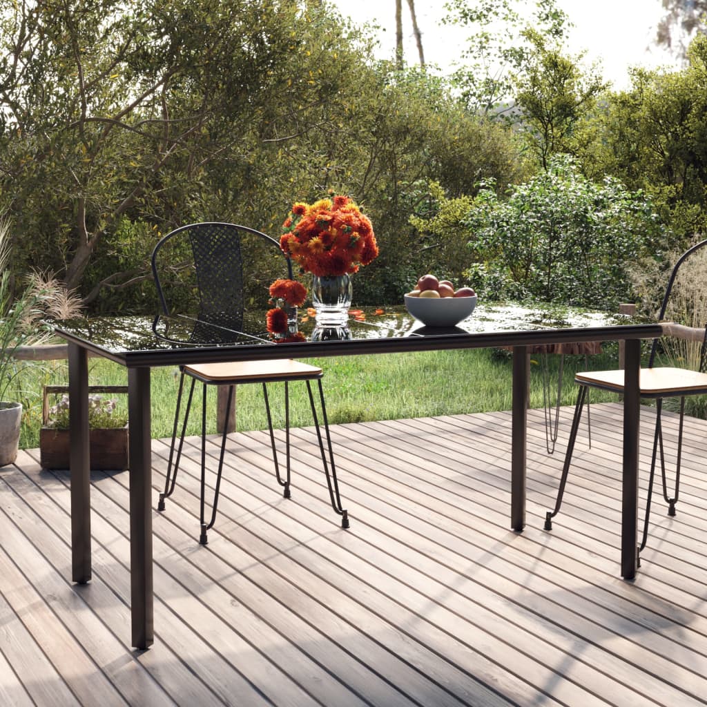Tuintafel Staal En Gehard Glas Zwart 160 x 80 x 74 cm