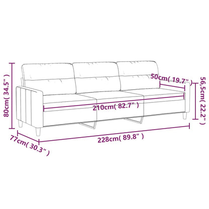 Driezitsbank 210 cm stof donkergrijs