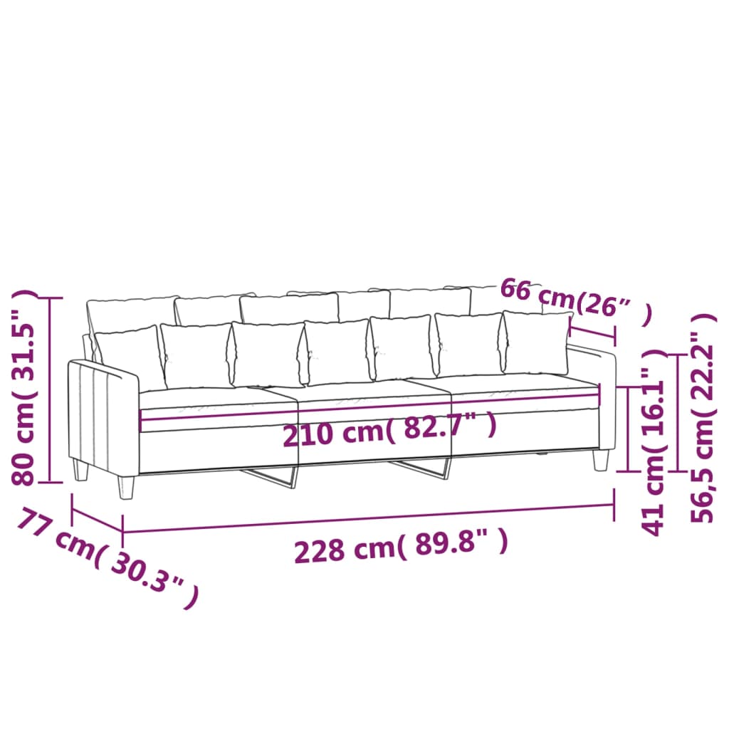 Driezitsbank Stof 210 cm