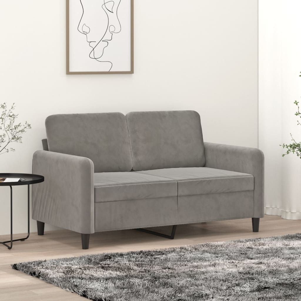 Tweezitsbank 120 cm fluweel lichtgrijs