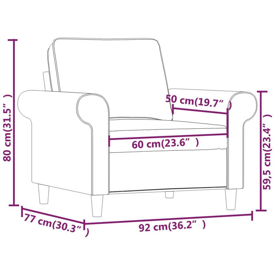 Fauteuil 60 cm stof lichtgrijs