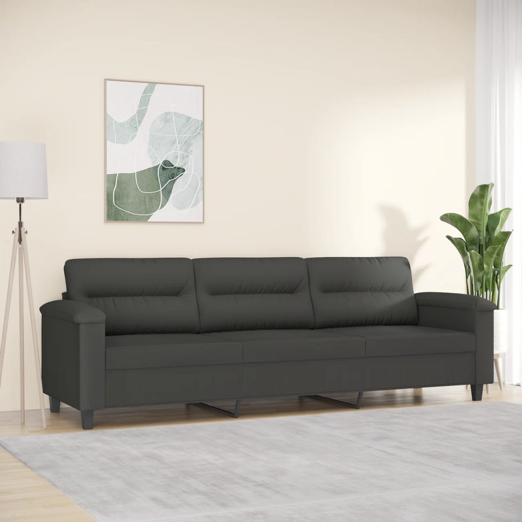 Driezitsbank 210 cm microvezelstof donkergrijs