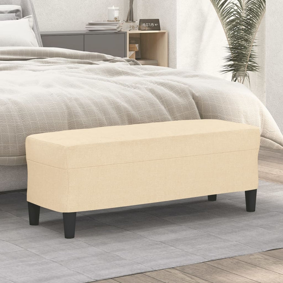 Bankje 100x35x41 cm stof crèmekleurig