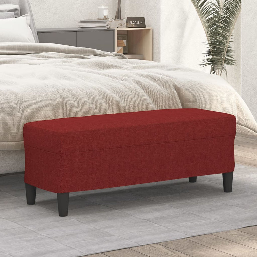 Bankje 100x35x41 cm stof wijnrood