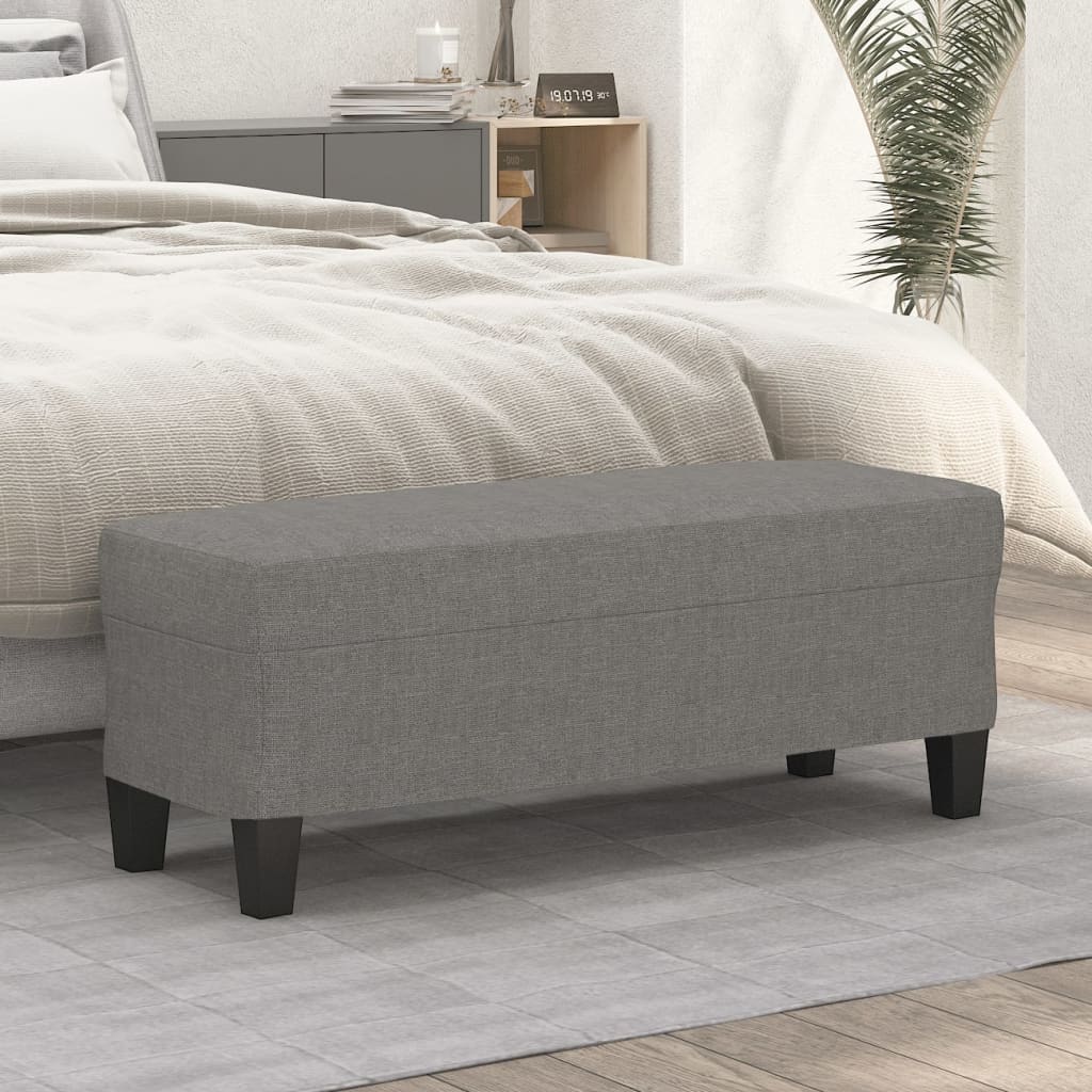 Bankje 100x35x41 cm stof donkergrijs