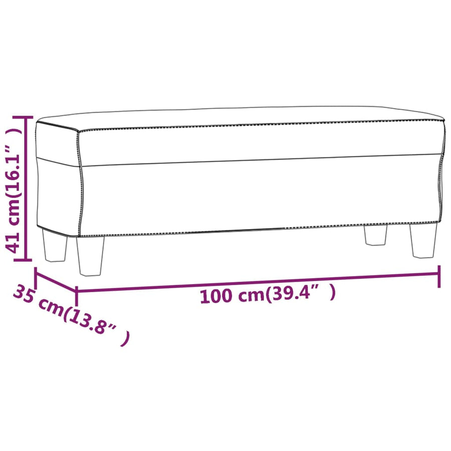 Bankje 100x35x41 cm stof wijnrood