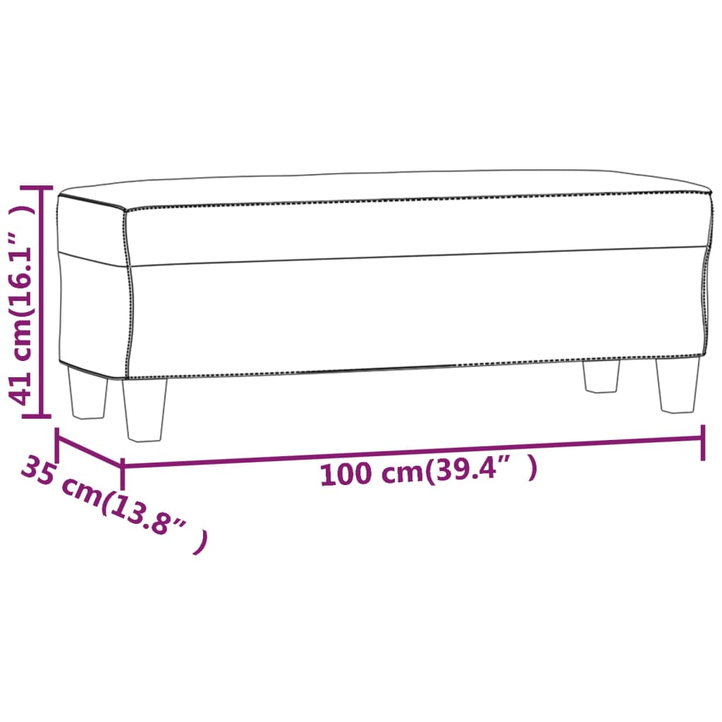 Bankje 100x35x41 cm stof taupe