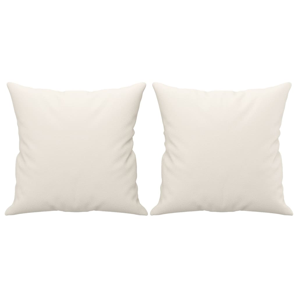 Sierkussens 2 St 40X40 Cm Kunstleer Crèmekleurig
