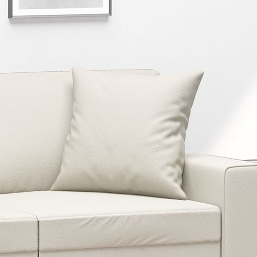 Sierkussens 2 St 40X40 Cm Kunstleer Crèmekleurig