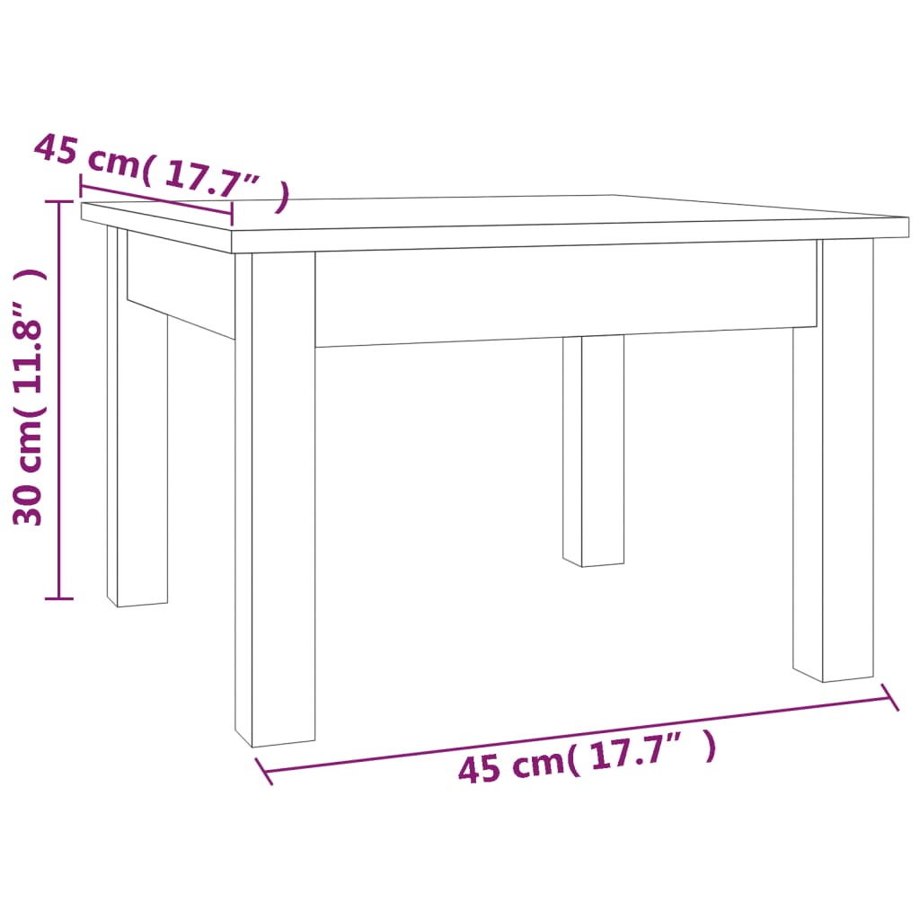 Salontafel Massief Grenenhout 45 x 45 x 30 cm Honingbruin