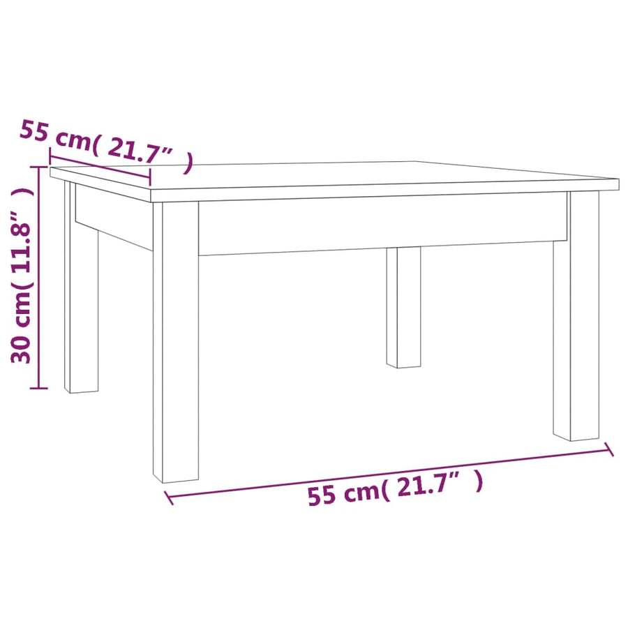Salontafel Massief Grenenhout 55 x 55 x 30 cm Naturel