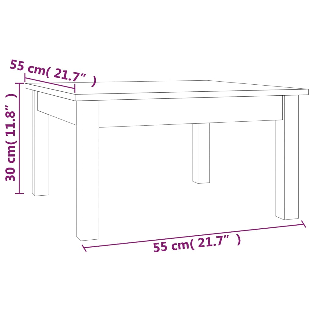 Salontafel Massief Grenenhout 55 x 55 x 30 cm Grijs