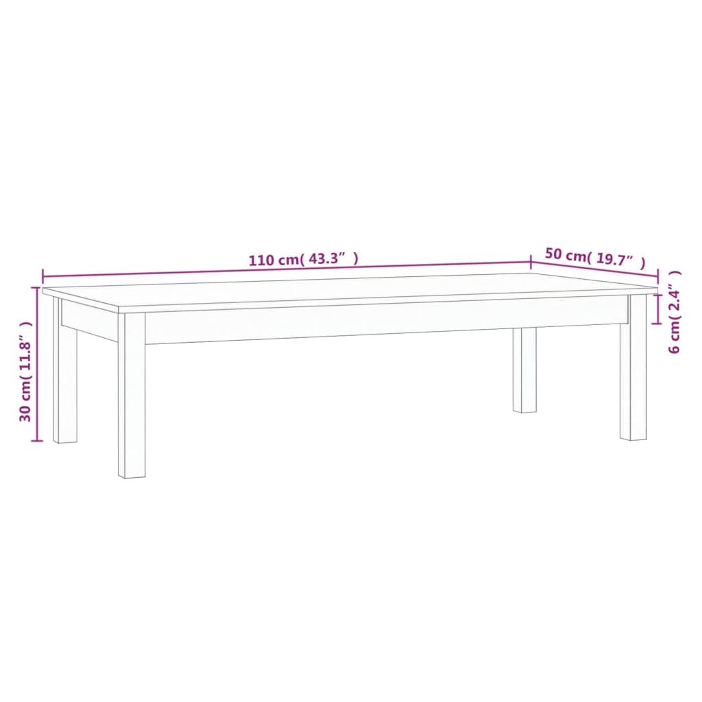 Salontafel 110X50X30 Cm Massief Grenenhout 110 x 50 x 30 cm Naturel