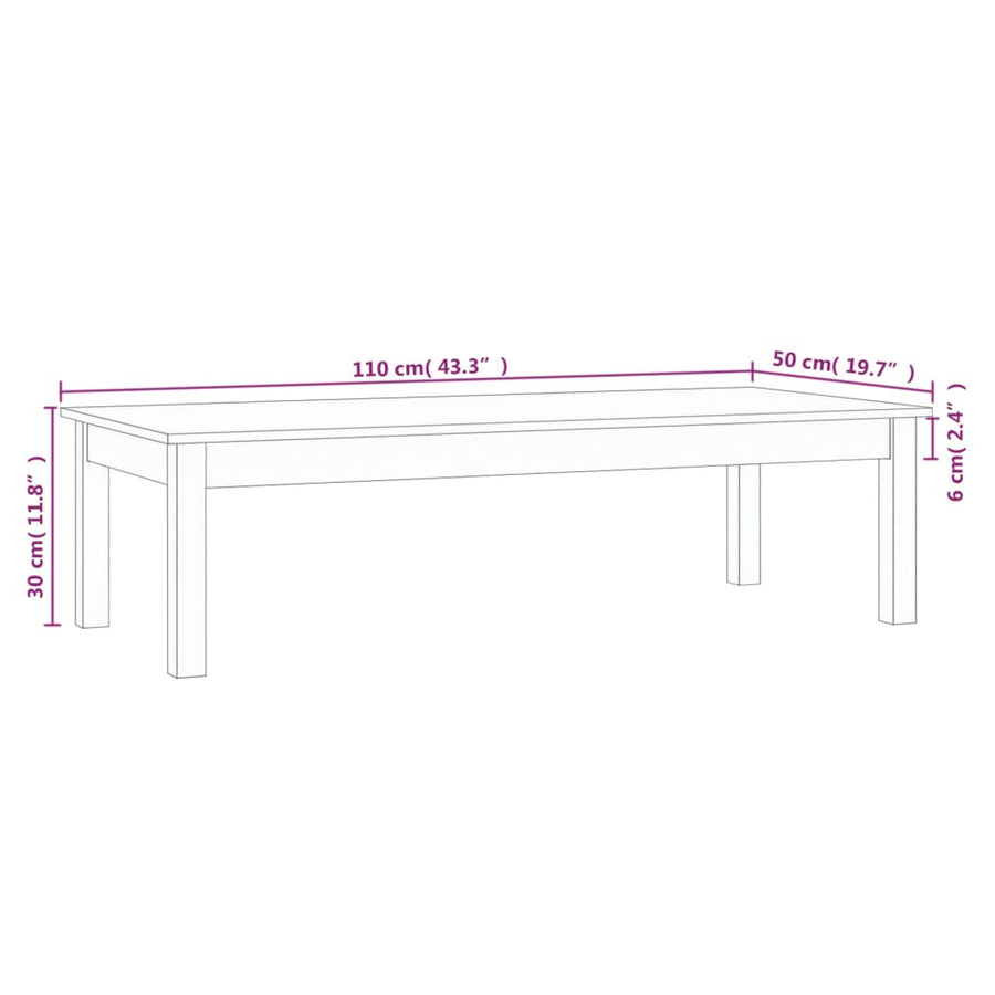 Salontafel 110X50X30 Cm Massief Grenenhout 110 x 50 x 30 cm Naturel