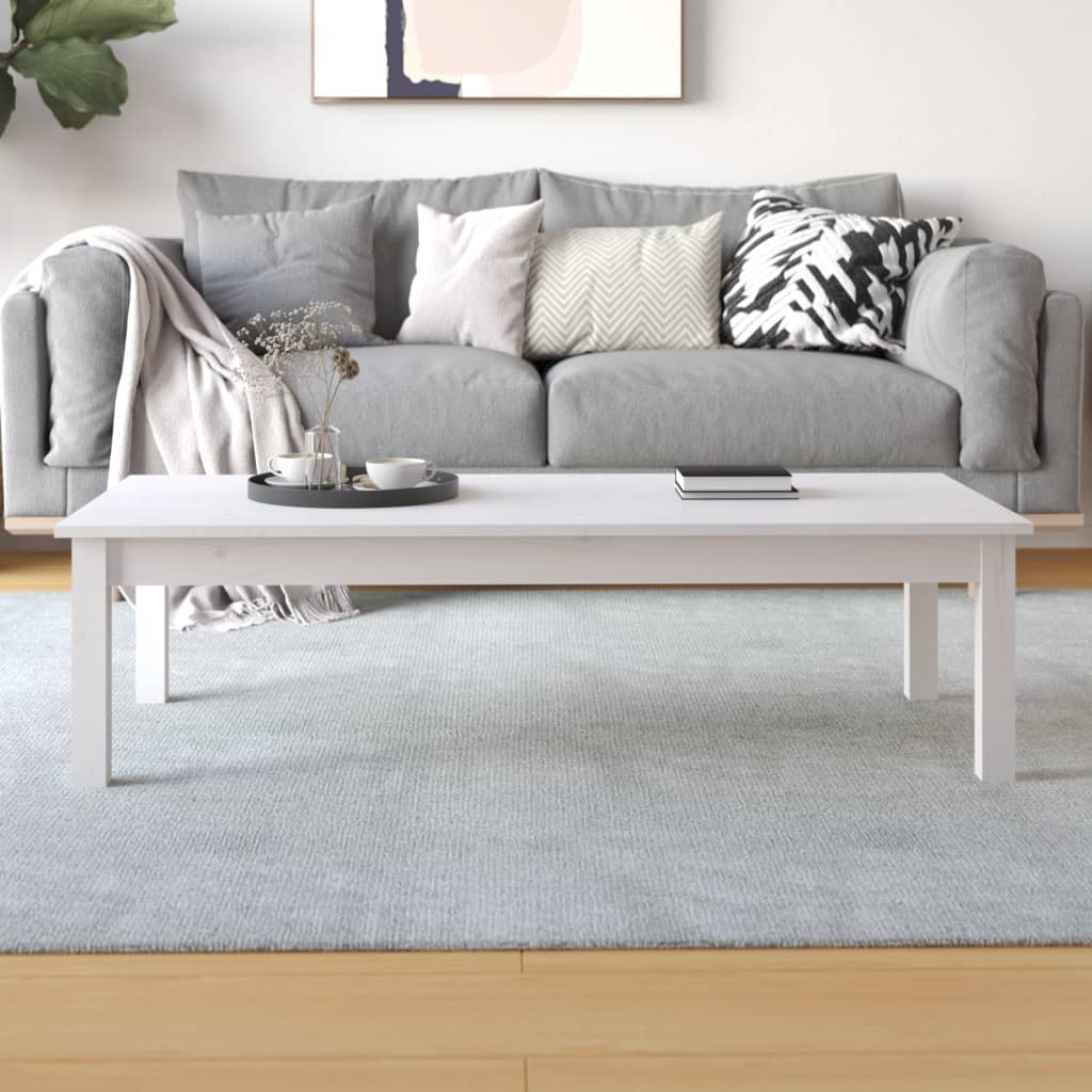 Salontafel Massief Grenenhout 110 x 50 x 30 cm Wit
