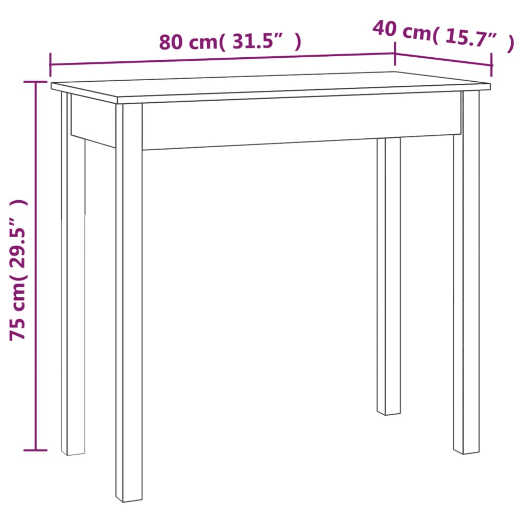 Wandtafel 80X40X75 Cm Massief Grenenhout