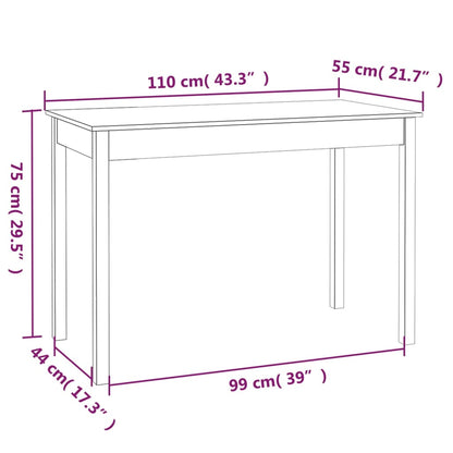 Eettafel Massief Grenenhout 110 x 55 x 75 cm Wit