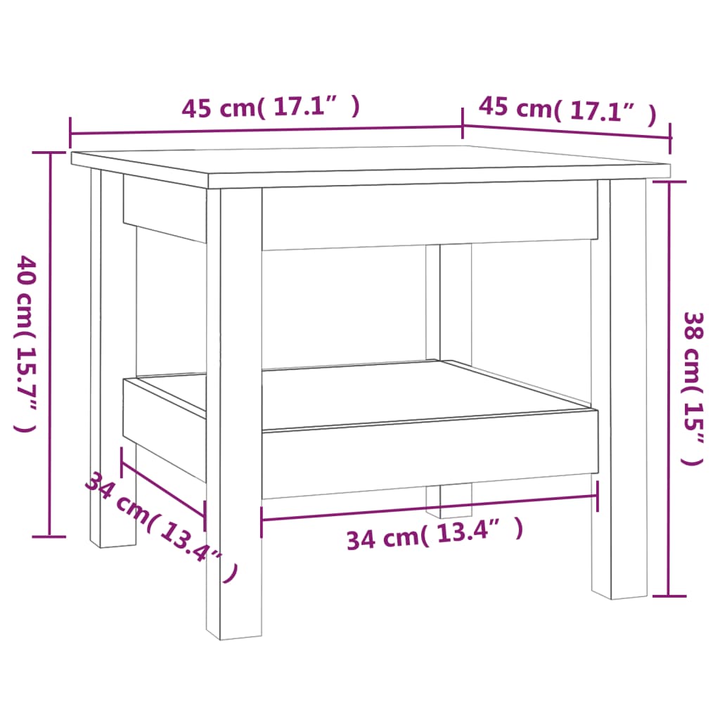 Salontafel 45X45X40 Cm Massief Grenenhout 1 45 x 45 x 40 cm Naturel