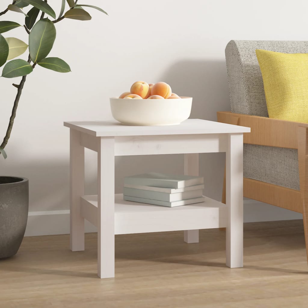 Salontafel Massief Grenenhout 45 x 45 x 40 cm Wit