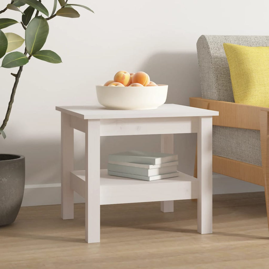 Salontafel Massief Grenenhout 45 x 45 x 40 cm Wit