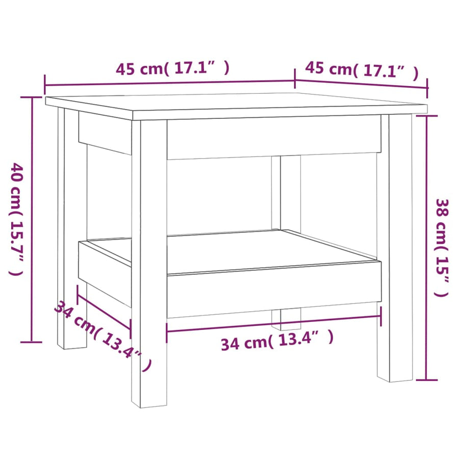 Salontafel Massief Grenenhout 45 x 45 x 40 cm Wit