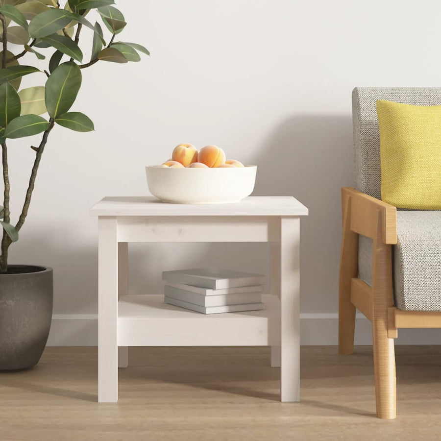Salontafel Massief Grenenhout 45 x 45 x 40 cm Wit