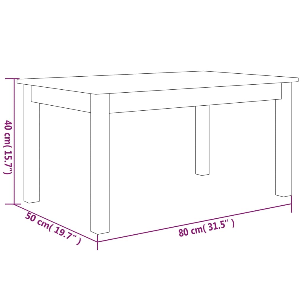 Salontafel Massief Grenenhout 80 x 50 x 40 cm Naturel