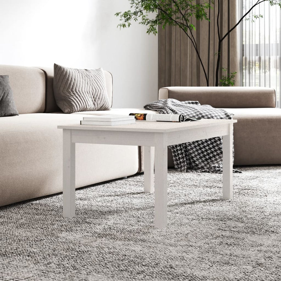 Salontafel Massief Grenenhout 80 x 50 x 40 cm Wit