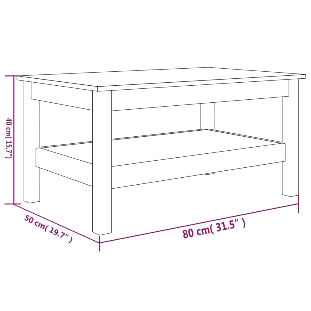 Salontafel 80x50x40 cm massief grenenhout
