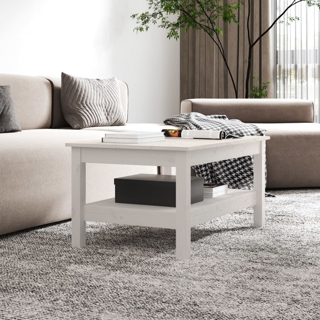 Salontafel 80x50x40 cm massief grenenhout wit