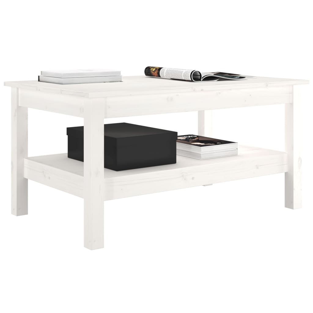 Salontafel 80x50x40 cm massief grenenhout wit