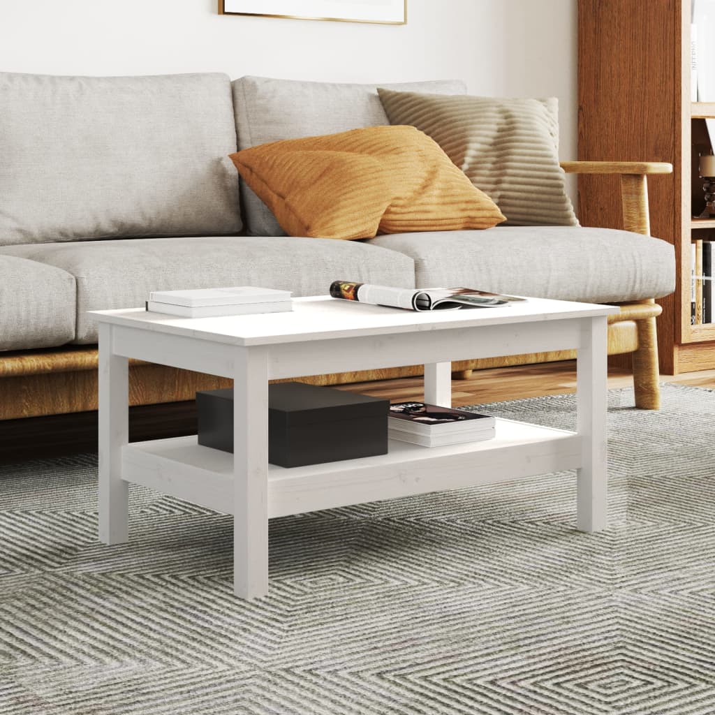 Salontafel 80x50x40 cm massief grenenhout wit