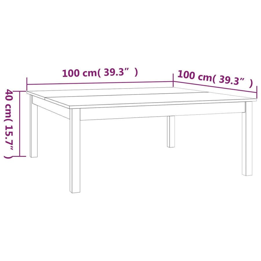 Salontafel Massief Grenenhout 100 x 100 x 40 cm Wit
