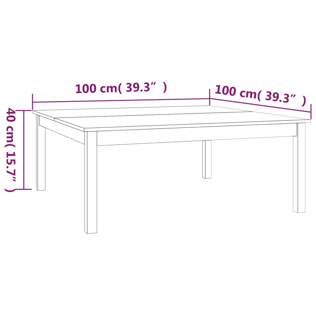 Salontafel Massief Grenenhout 100 x 100 x 40 cm Honingbruin